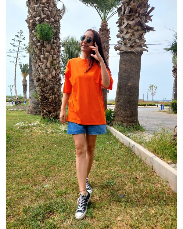 İYE'S  Orange Unisex Oversize Tshirt